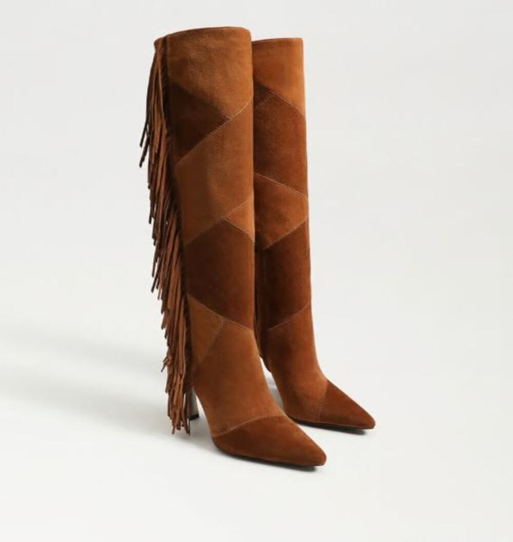SAM EDELMAN ELLIS Womens Brown Suede Fringe Knee High Boots Size 7 Box nwt